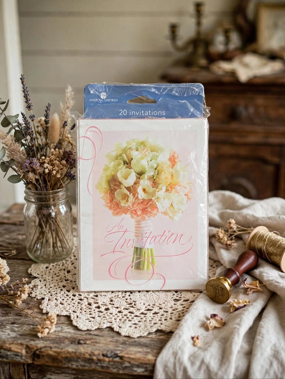 Vintage American Greetings Floral Invitations Set of 20 NWT